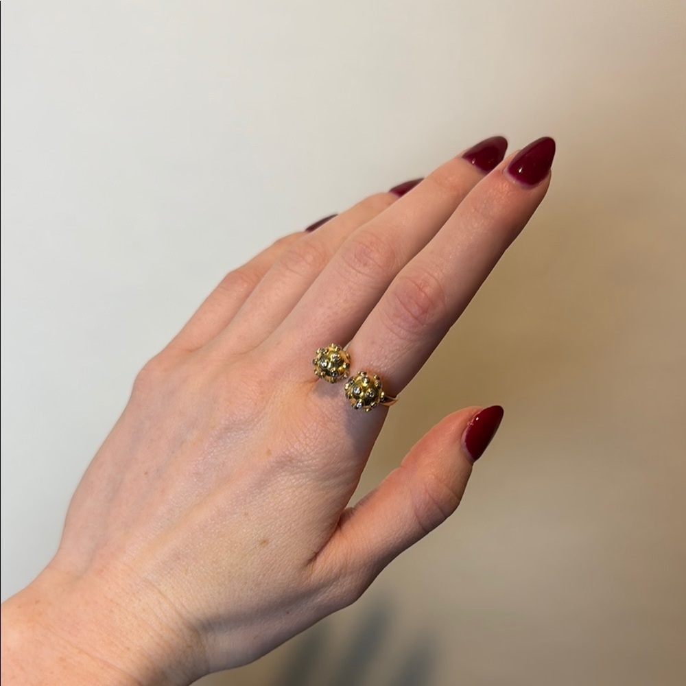 Elegant Gold Stone Studded Wrecking Ball Ring